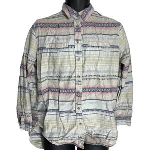 BDG Top XS Oversized Aztec Tribal Long Sleeve Button Up 100% Cotton Southwestern